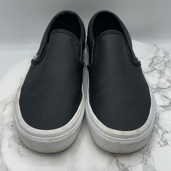 VANS Classic Slip-On Perforated Black Leather Shoe- - Picture 3 of 9